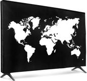 kwmobile TV hoes voor 32" TV cover - Beschermhoes voor televisie - Wereldkaart design in wit / zwart
