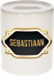 Bellatio Decorations Shoppartners Bv Spaarpot Sebastiaan wit goud/zwart