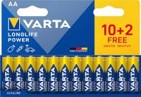 VARTA Batterijen AA, 12 stuks (10+2), Longlife Power, alkaline, 1,5 V | AA-batterij LR6, Made in Germany, tot 10 jaar houdbaar, voor spelconsole, tandenborstel, muis of controller