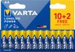 VARTA Batterijen AA, 12 stuks (10+2), Longlife Power, alkaline, 1,5 V | AA-batterij LR6, Made in Germany, tot 10 jaar houdbaar, voor spelconsole, tandenborstel, muis of controller