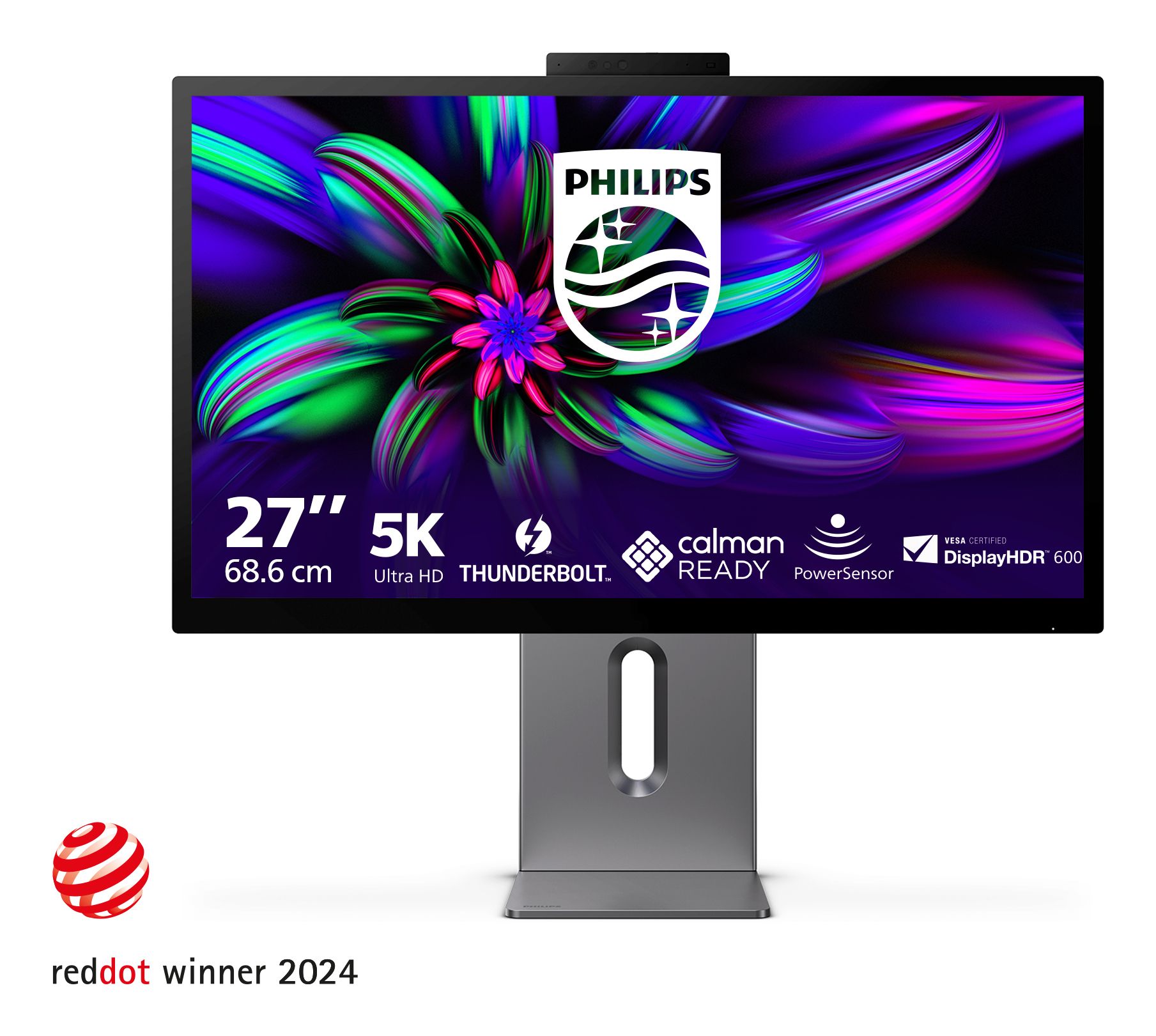 Philips Brilliance 27E3U7903 - 27 inch 5K Monitor - Thunderbolt 4 - Calman Ready - RJ45 - Grijs