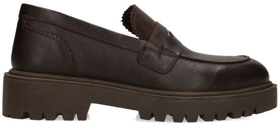 Manfield - Dames - Bruine leren loafers - Maat 36