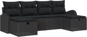 vidaXL Bankstel Zwart Poly Rattan 6-delig