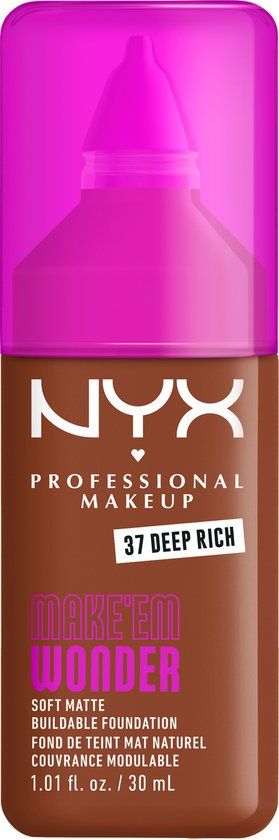 NYX Professional Make Up Make 'EM Wonder Foundation - Zachte matte finish - Met huidverzorgende hyaluronzuur - Deep Rich