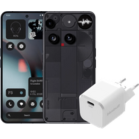 Nothing Tech Nothing Phone (3) 256GB Zwart 5G + BlueBuilt Oplader met Usb C Poort 45W Wit