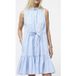 French Connection Cambria Cotton Striped Dress Arctic Blue/linen Wh Taille: XL