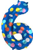 Folat Folieballon Cijfer 6 Colorful Dots - 86 cm