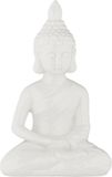 Relaxdays Boeddha beeldje - zittend - 18 cm - binnen - buiten - wit