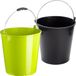Forte Plastics Groene en zwarte schoonmaakemmers/huishoudemmers set 15 liter en 32 x 31 cm - set van 2x stuks