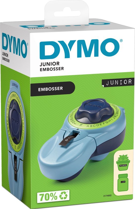 DYMO Junior Lettertang | Wiel met grote knop en 42 tekens | geen batterijen nodig | Home labelmaker voor reli&#235;fdruk