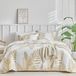 TRANKIELO® Housse de couette 240x220 cm avec 2 taies d'oreiller 50x80 cm - Microfibre, Feuilles dorées, Design durable