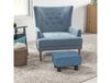 HOMCOM Pouf Tabouret Bas Tissu Lin 40x30x24cm Bleu Foncé