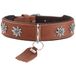 HUNTER hondenhalsband MÜNCHEN van leer, met elegante traditionele details, zacht, robuust en vachtvriendelijk, duurzaam, Made in Germany, kleur: cognac/zwart, maat 65