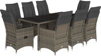 vidaXL 9-delige tuinset met kussens, polyrattan, grijs
