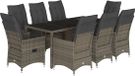 vidaXL 9-delige tuinset met kussens, polyrattan, grijs