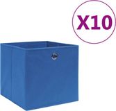 vidaXL Opbergboxen 10 stuks Blauw 28x28x28 cm Non-woven Stof