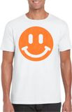 Bellatio Decorations Verkleed shirt heren - Smile / Emoticon - wit - carnaval/foute party - feestkleding S