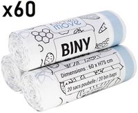 60 BINY 60 vuilniszakken 50L wit met trekbandsluiting