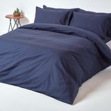 Homescapes Dekbedovertrek 200x200 cm Tweepersoons – Marineblauw – 100% Egyptisch Perkal Katoen – 200 TC – Inclusief 2 Kussenslopen