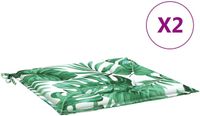 vidaXL Stoelkussens 2 st bladpatroon 50x50x3 cm stof