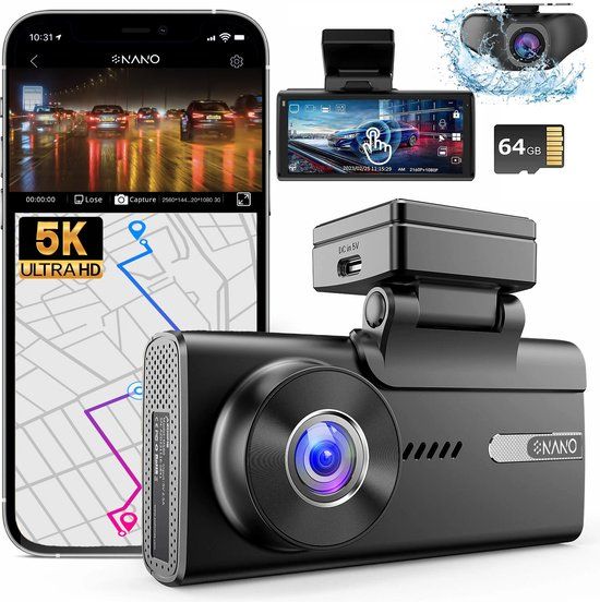 Nanocam M93 Pro Dashcam voor Auto - 4K + Full HD - Achter Camera - Parkeerbeveiliging - 4,0 inch Touchscreen - Nachtzicht