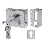 Amig - Opbouwslot met ronde cilinder, schoot en ketting model 1C - 105 x 170 mm - Veiligheidsslot met sleutel en borgring - Inclusief 5 sleutels met kuiltjes - Zilverkleurig staal
