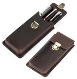 Omgoods - Étui à stylos en cuir véritable pour 3 stylos, porte-stylos vintage