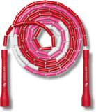 Elevate Rope Professioneel Beaded Springtouw - Verstelbare Jump Rope - Roze/Rood/Wit