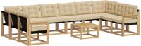 vidaXL - Hoek loungeset - 10 zitplekken - Wit en Beige - Acacia Hout