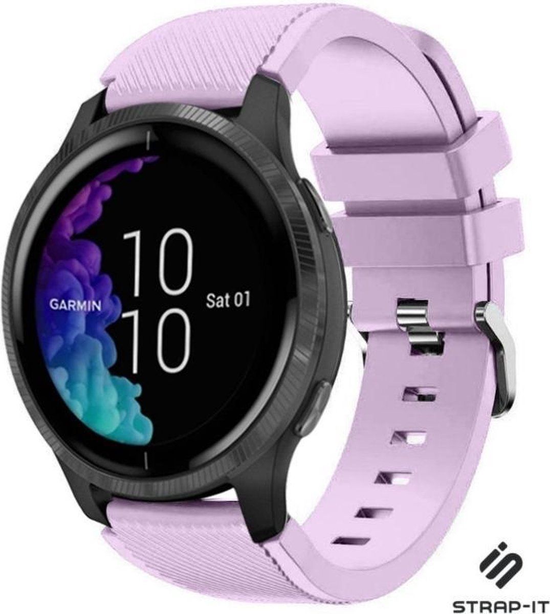 Strap-it Garmin Venu siliconen bandje - lila - 8720391614489