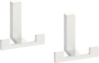 Merkloos Luxe kapstokhaken of jashaken modern met dubbele haak - 6x - wit - 4 x 6 cm - metaal