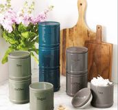 Price & Kensington Pots de conservation Céramique 3 pièces Charbon de bois 0,75 L