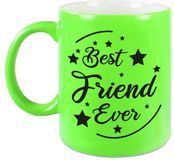 Bellatio Decorations Best Friend Ever mok / beker - neon groen - 330 ml