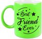 Bellatio Decorations Best Friend Ever mok / beker - neon groen - 330 ml