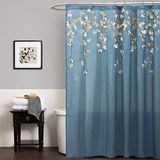 Lush Decor Douchegordijn met bloemen, 183 x 183 cm, vederblauw/wit