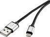 Renkforce USB-kabel USB 2.0 USB-A stekker, Apple Lightning stekker 3.00 m Donkergrijs Stoffen mantel
