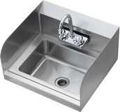 VEVOR Commerciële handwasbak met kraan, kleine handwasbak, aan de muur gemonteerde handwasbak voor restaurant, keuken, bar, garage en thuis, 432 x 381 x 330 mm
