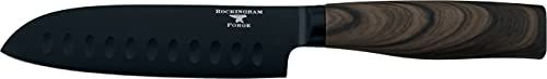 Rockingham Forge Forester Series 5” Santoku Mes - Roestvrijstalen lemmet met zwarte oxidelaag Ergonomisch houten handvat Japans mes, RF-6182P