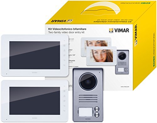 Vimar K40991 wand-video-deurintercom: 2 video-deurintercoms, 7 inch, capacitief toetsenbord, audiovideo-nummerplaat met regenbescherming, 2 voedingen met standaard EU, UK, US, UK, UK, UK, UK, UIT