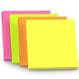 WAYTEX 400 zelfklevende notities, herbruikbaar, 4 blokken met elk 100 sticky noten, vierkant, 75 x 75 mm, 4 neonkleuren
