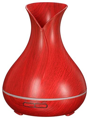 SIXTOL Vulcan Aroma Diffuser rood hout 350 ml | Ultrasone luchtbevochtiger | Voor luchtbevochtiging en geur van thuis, slaapkamer, kantoor | Aromatherapie | Voor etherische oliën