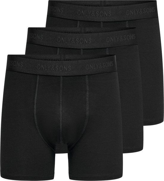 ONLY and SONS ONSFITZ Solid 3-Pack Heren Boxers - Zwart - XXL