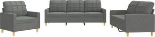 vidaXL 3-delige Loungeset met kussens stof donkergrijs