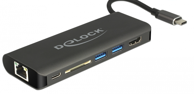 DeLOCK 87721 - USB-C Hub - 6 poorten - Zwart