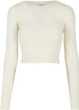 Urban Classics Ladies Short Rib Knit Twisted Back Longsleeve top - XXL - Ivoorkleurig