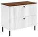 3xE living Meuble de salle de bain Debout sous lavabo 80 cm, 2 tiroirs, Blanc + Plan de toilette Chêne Noyer/Pieds noirs, Poignées noires, 80 x 44,4 x 73,6 cm