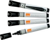 Nobo Whiteboardmarkers - Glas markers - Zwart - 4 stuks