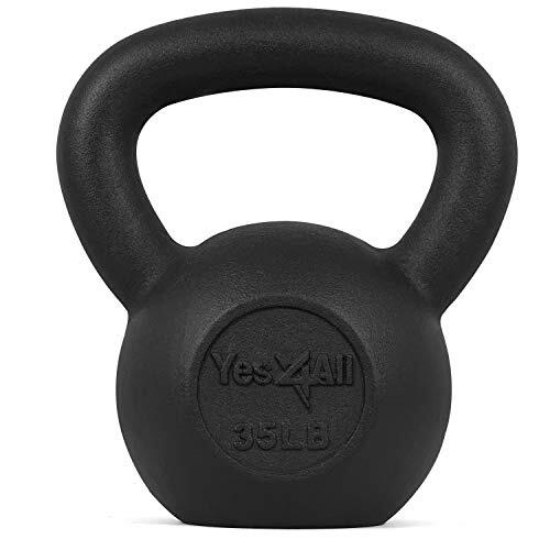 Yes4All KJ24 Massief gietijzeren Kettlebell Gewicht - ideaal voor volledige lichaamstraining en krachttraining - Kettlebell 30 pond, zwart