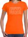 Bellatio Decorations Glitter Super Mama t-shirt oranje met steentjes/ rhinestones voor dames - Moederdag cadeaus - Glitter kleding/ foute party outfit L