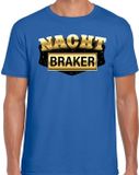 Bellatio Decorations Nachtbraker Nachtbraker fun/tekst t-shirt blauw voor heren - Verkleden als nachtbraker outfit / carnaval XL